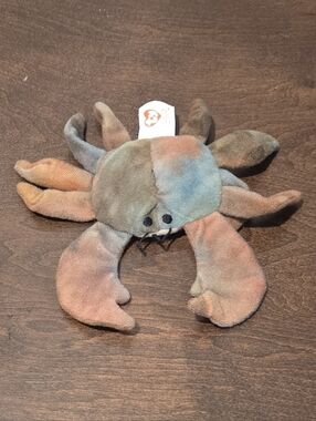 •RARE• Ty Beanie Baby Plush Crab "Claude"- Multicolor Tie-Dye